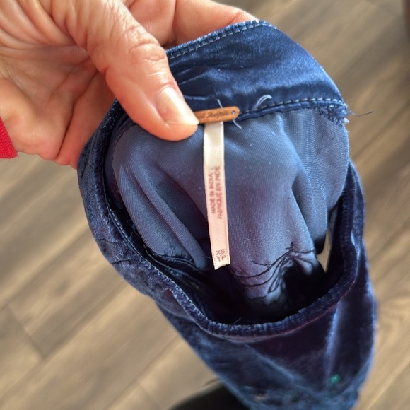 FREE PEOPLE Jill's Sequin Swing Velvet Dress in Blue Combo  Sz: XS - Picture 9 of 16